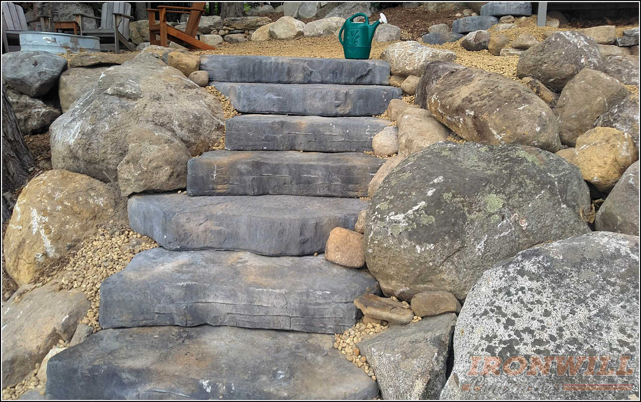 Ironwill Contractors, LLC - lakefront stone walkway job